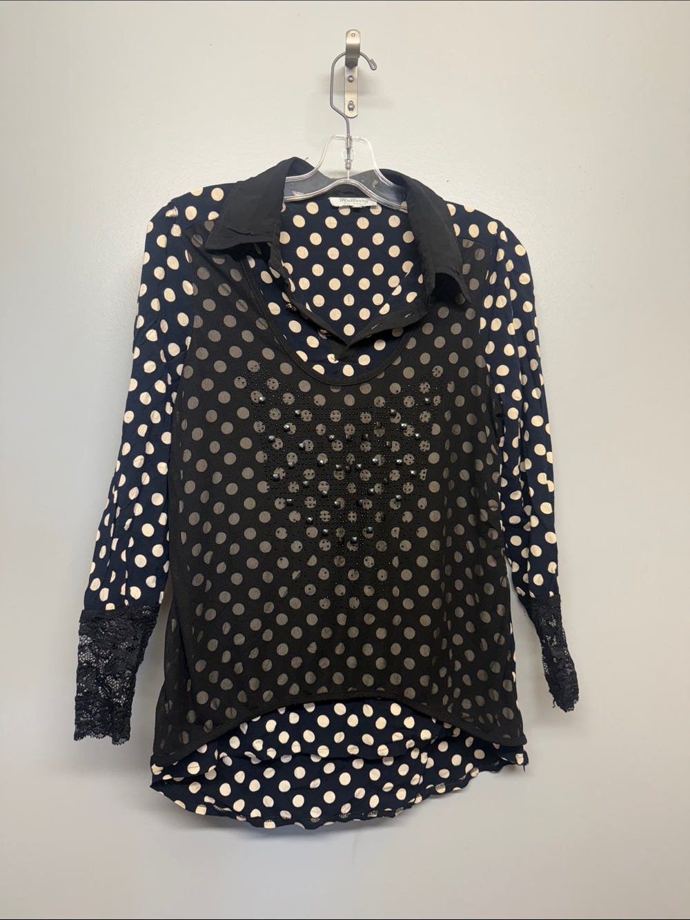 Mulberry Black and Cream Polka Dot Layered Blouse